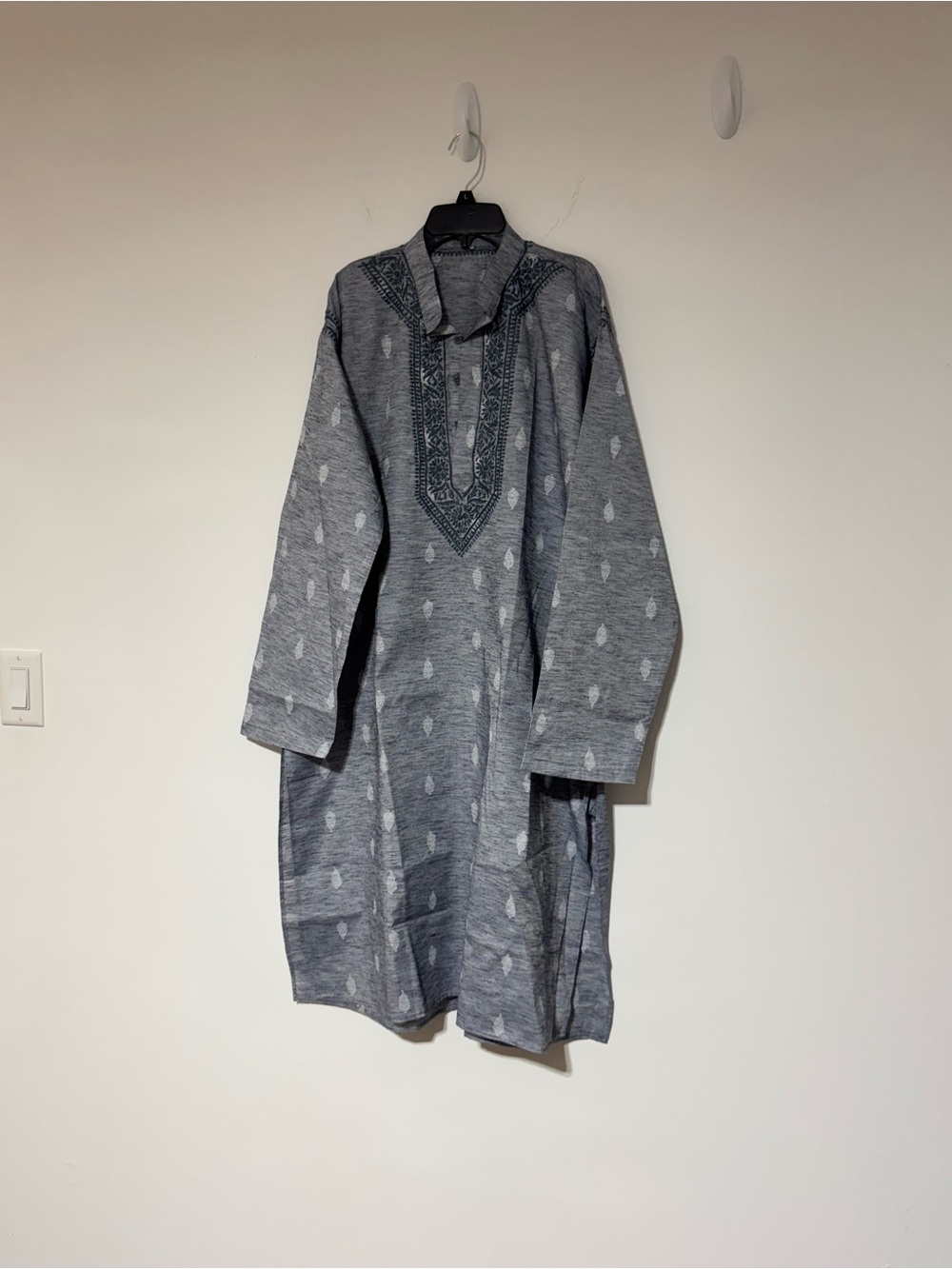 Men's Grey Ethnic Embroidered Tunic Shirt